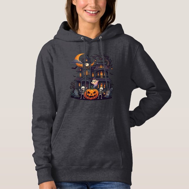 Halloween Spökhus Skelett Pumpa Spöke Cr T Shirt (Framsida)