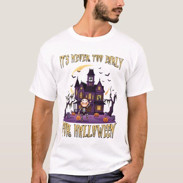 Halloween Spökhus Skelett T Shirt (Framsida)