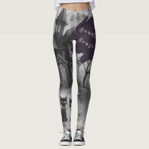 Halloween, Spökhus , Svart Katt Leggings