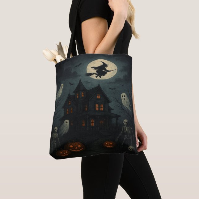 Halloween Spökhus Toteväska Tygkasse (Närbild)