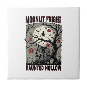 Halloween Spökhus Vintage Gravyr Moon Shi Kakelplatta