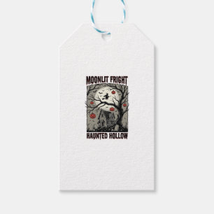 Halloween Spökhus Vintage Gravyr Moon Shi Presentetikett