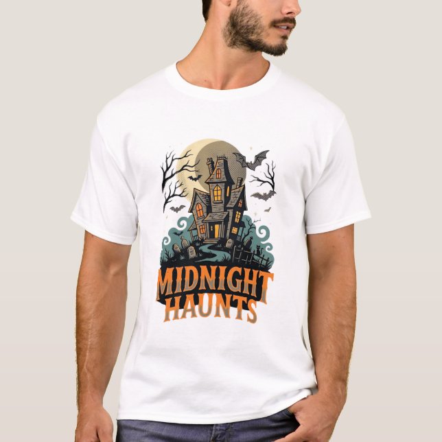Halloween spökig månnatt t shirt (Framsida)