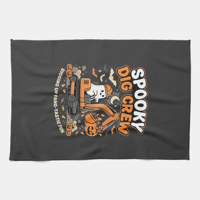 Halloween Spökig Utgrävningsgrupp Kökshandduk (Horisontell)