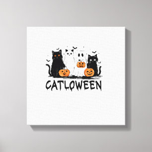 Halloween spökkat Catloween rolig svart katt katt Canvastryck