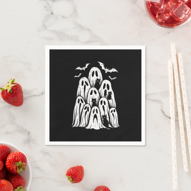 Halloween spökkattsälskare höst kuslig säsong pappersservett (Insitu)