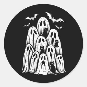 Halloween spökkattsälskare höst kuslig säsong runt klistermärke