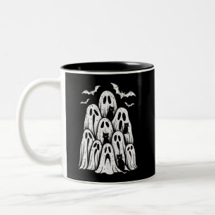 Halloween spökkattsälskare höst skräck säsong Två-Tonad mugg