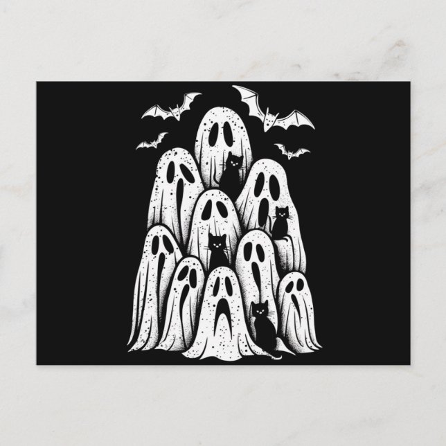 Halloween spökkattsälskare höst skräck säsong vykort (Framsida)