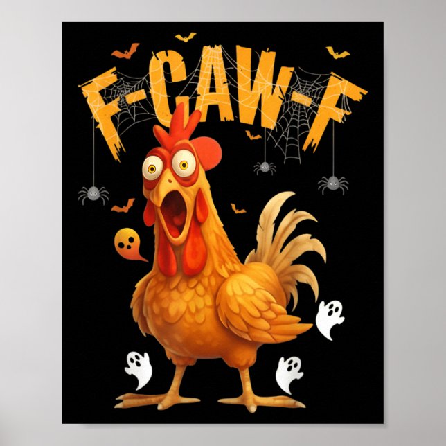 Halloween spökkyckling F-caw-f  Poster (Framsidan)