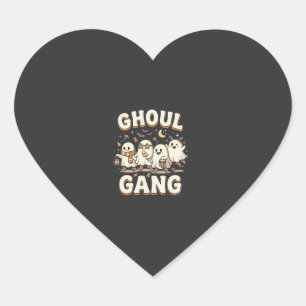 Halloween spökliga gänget hjärtformat klistermärke