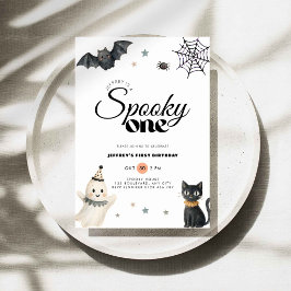Halloween spöklik ett 1-års födelsedagsinbjudan Po Inbjudningar