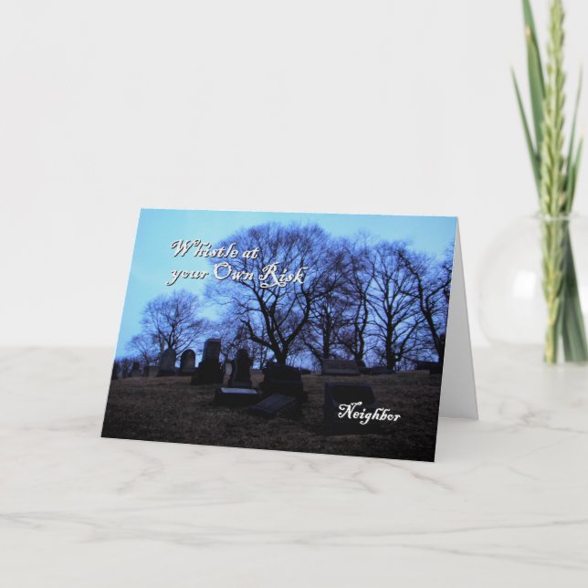 Halloween - spöklik kyrkogård, för grann kort (Framsida)