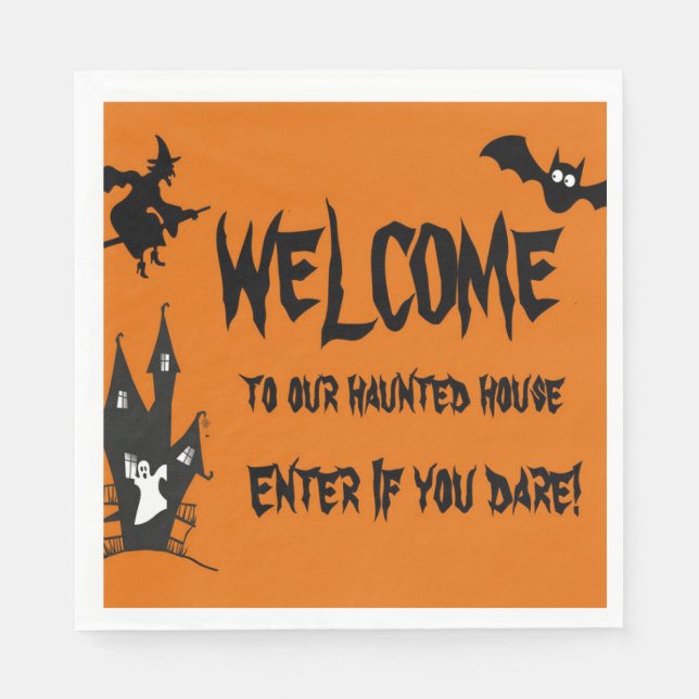 Halloween spöklik ockuperat hus papper   pappersservett (Framsidan)