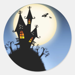 Halloween spöklik Silhouettesklistermärke Runt Klistermärke