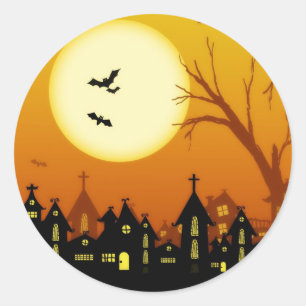Halloween spöklik Silhouettesklistermärke Runt Klistermärke