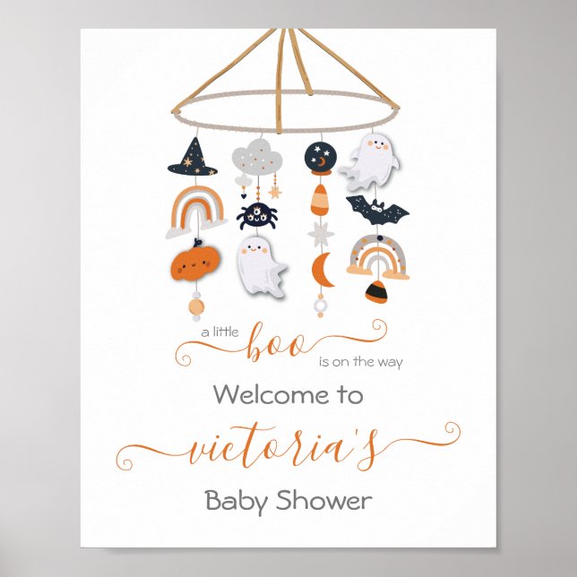 Halloween-spökmobil för baby shower poster (Framsidan)