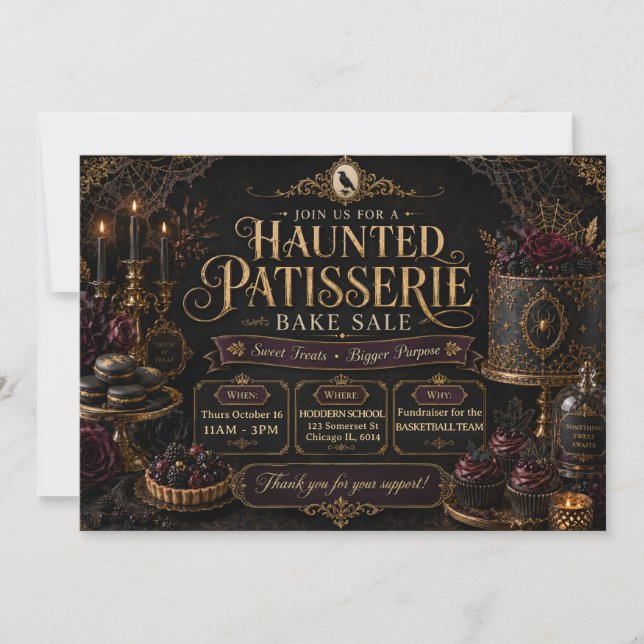 Halloween Spökpatisseriets Bakförsäljning Inbjudningar (Framsida)