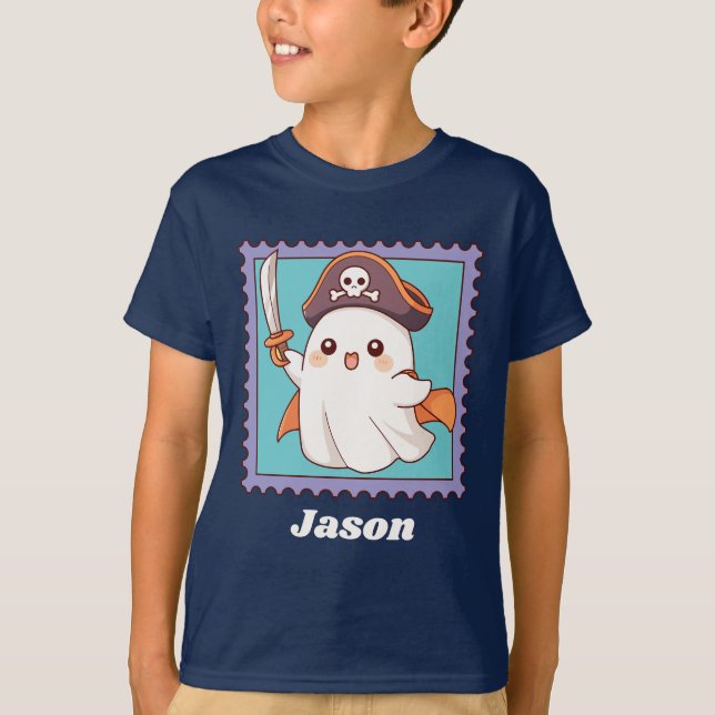 Halloween Spökpirat Kostym Personlig Text T Shirt (Framsida)