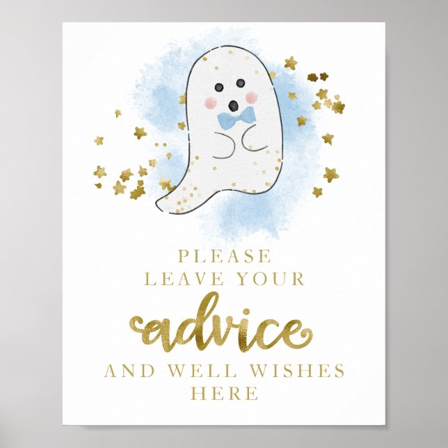 Halloween Spökpojke Baby Shower Rådmärke Poster (Framsidan)