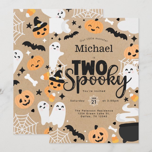 Halloween Spökpumpa 2-års födelsedagsfest Inbjudningar (Fram/baksida)