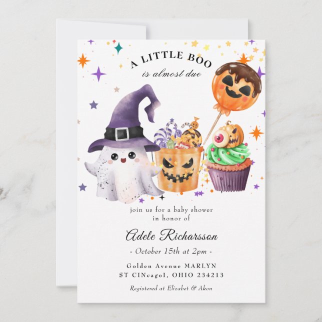 Halloween Spökpumpa Cupcake Inbjudningar (Framsida)