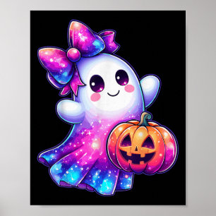 Halloween spökpumpa galaxfärger söta skrämmande  poster