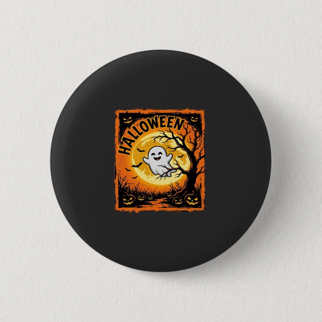 Halloween Spökpumpa Hemsökt Träd Knapp (Framsida)