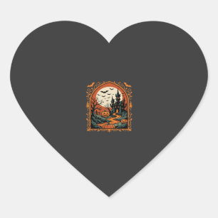 Halloween spökslott Pumpa Måne Vektor Konst Hjärtformat Klistermärke