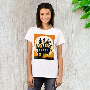 Halloween Spökslott Silhuett Fullmåne T Shirt
