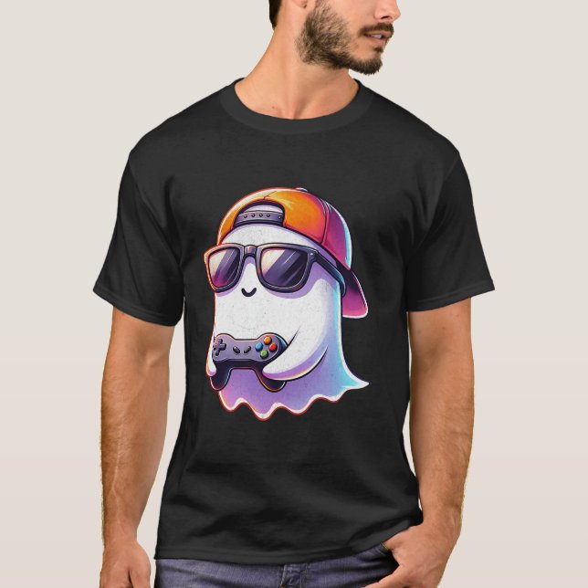 Halloween spökspelare skrämmande Costume-gaming ma T Shirt (Framsida)