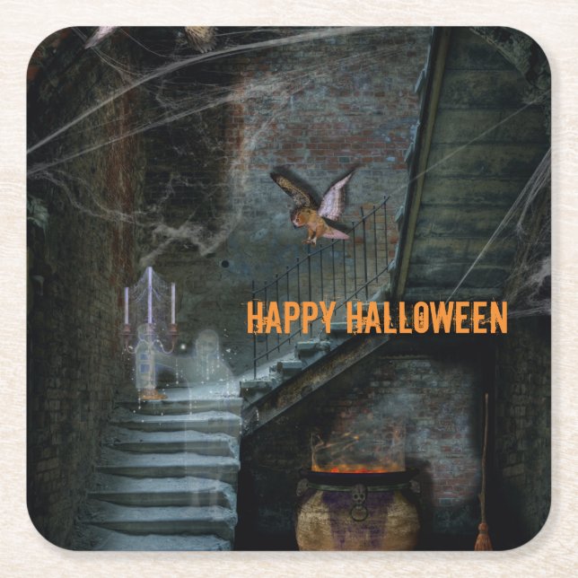 Halloween Spöksteg Underlägg Papper Kvadrat (Framsidan)