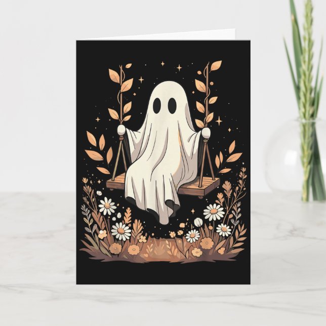 Halloween spökswing Fall blommig  Kort (Framsida)