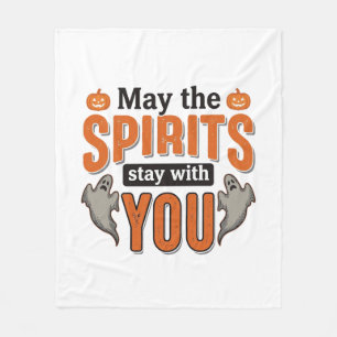 Halloween-spöktypografi Vintage-graveringsdesig Fleecefilt