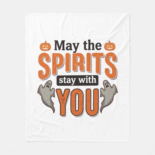 Halloween-spöktypografi Vintage-graveringsdesig Fleecefilt (Framsidan)