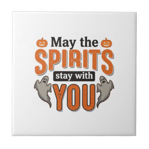 Halloween-spöktypografi Vintage-gravyr Desig Kakelplatta