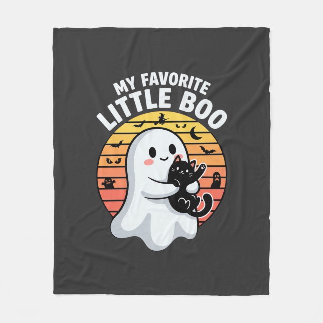 Halloween spökunge liten Boo katt Fleecefilt (Framsidan)