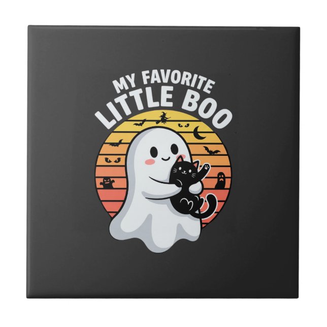 Halloween spökunge liten Boo katt Kakelplatta (Framsidan)