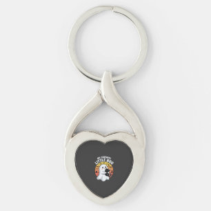 Halloween spökunge liten Boo katt Twisted Heart Silverfärgad Nyckelring
