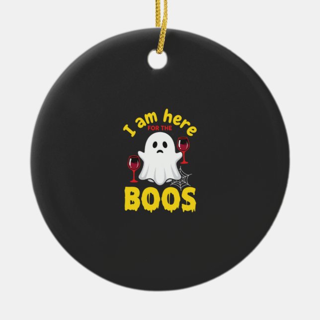 Halloween Spökvin Boos Design Julgransprydnad Keramik (Framsidan)