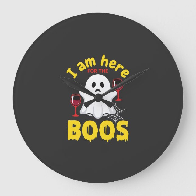 Halloween Spökvin Boos Design Stor Klocka (Framsida)
