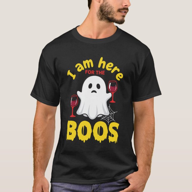 Halloween Spökvin Boos Design T Shirt (Framsida)