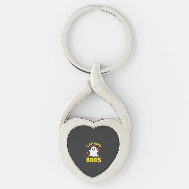 Halloween Spökvin Boos Design Twisted Heart Silverfärgad Nyckelring (Framsidan)