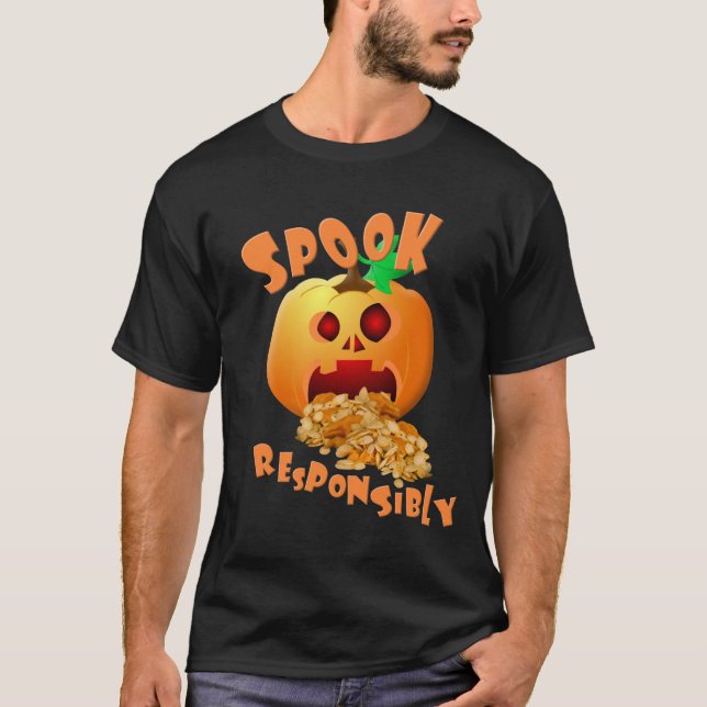 Halloween "Spook Responsible" Pumpkin T-shirt (Framsida)