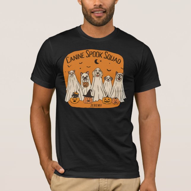 Halloween Spook Squad dorky hundar spöken pumpor T Shirt (Framsida)