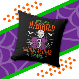 Halloween Spooktacular 3-års bröllopsdag Kudde