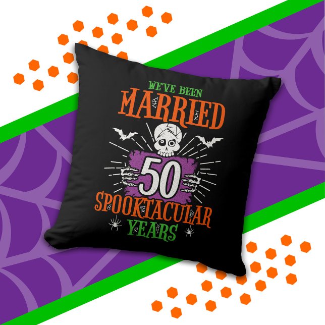 Halloween Spooktacular 50-års bröllopsjubileum Kudde (Skapare uppladdad)