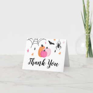 Halloween Spooktacular Girl Birthday Rosa Pumpkin Tack Kort