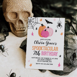 Halloween Spooktacular Girl Birthday Rosa Pumpkins Inbjudningar