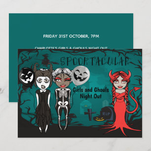 Halloween Spooktacular Girls och Ghouls kvällar ut Inbjudningar